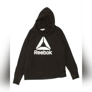 Reebok Logo Classic Black and White Pullstring Hoodie